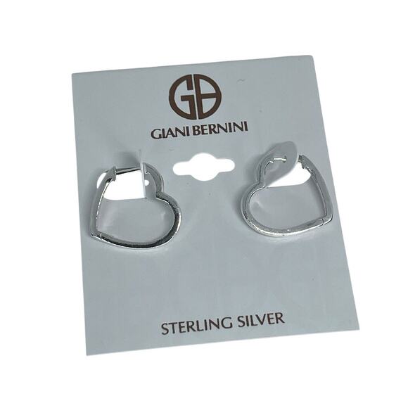 Sterling Silver Heart Hoop Earrings Chic Trendy Fashion Stylish Minimal NWT - Picture 8 of 12